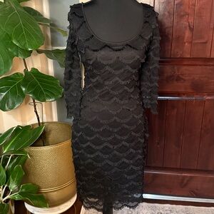 Guess Los Angeles Women's Little Black, Lace, Fringe Dress Size 6